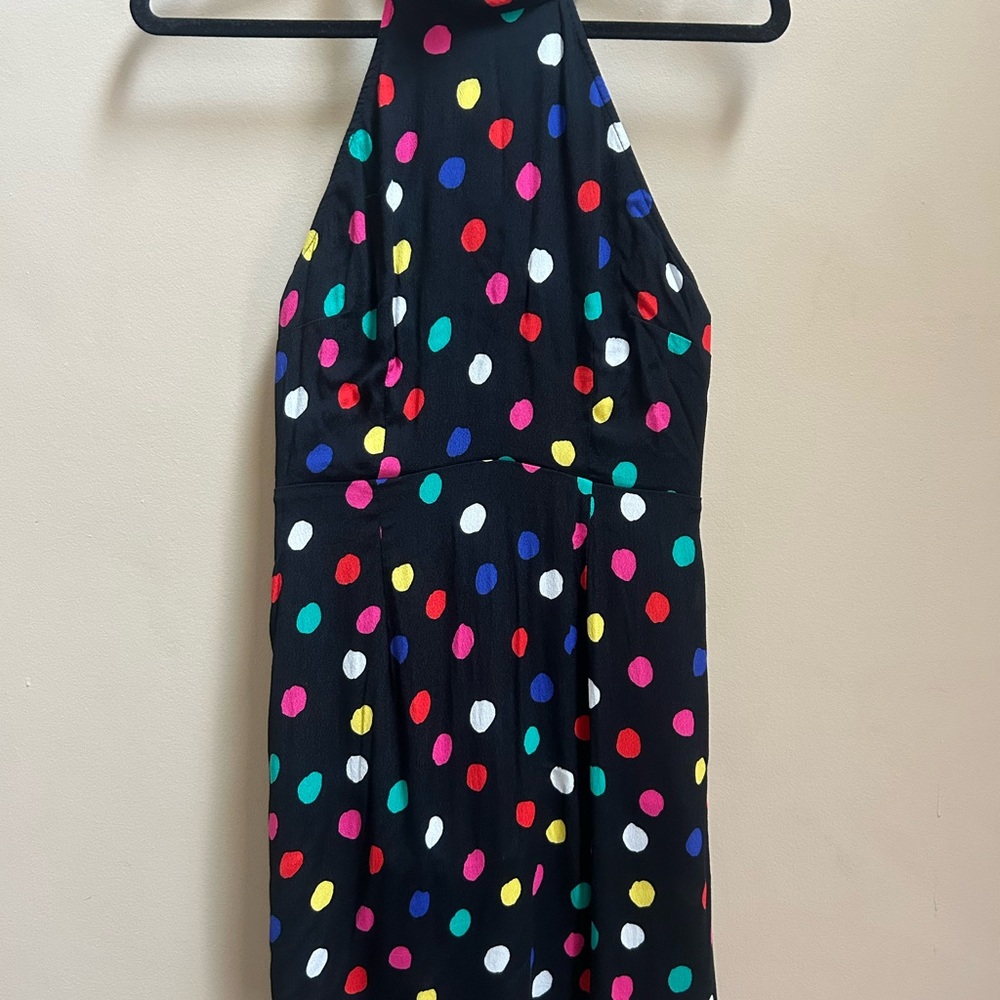 RIXO Black Multicolor Polka Dot Mini Dress